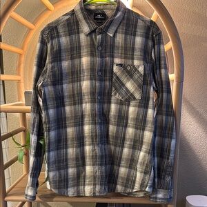 O’Neill Men's Black and Gray Plaid Shirt